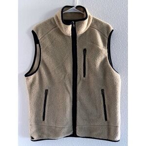 Untuckit Vest Mens‎ Large Tan Sherpa Blue Preppy Ski Classic Casual Travel